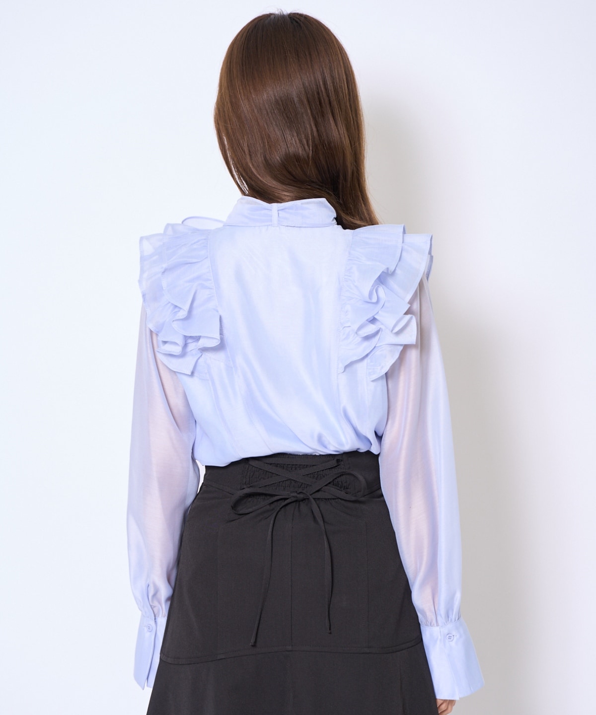 ボウタイフリルシアーブラウス