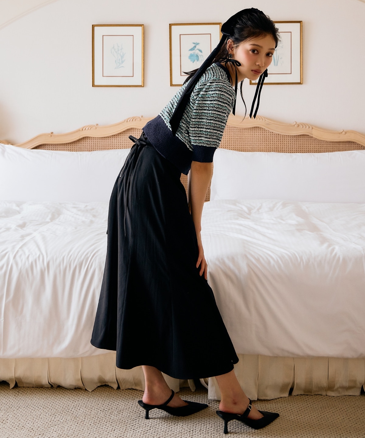 サイドリブラッフルマーメイドスカート