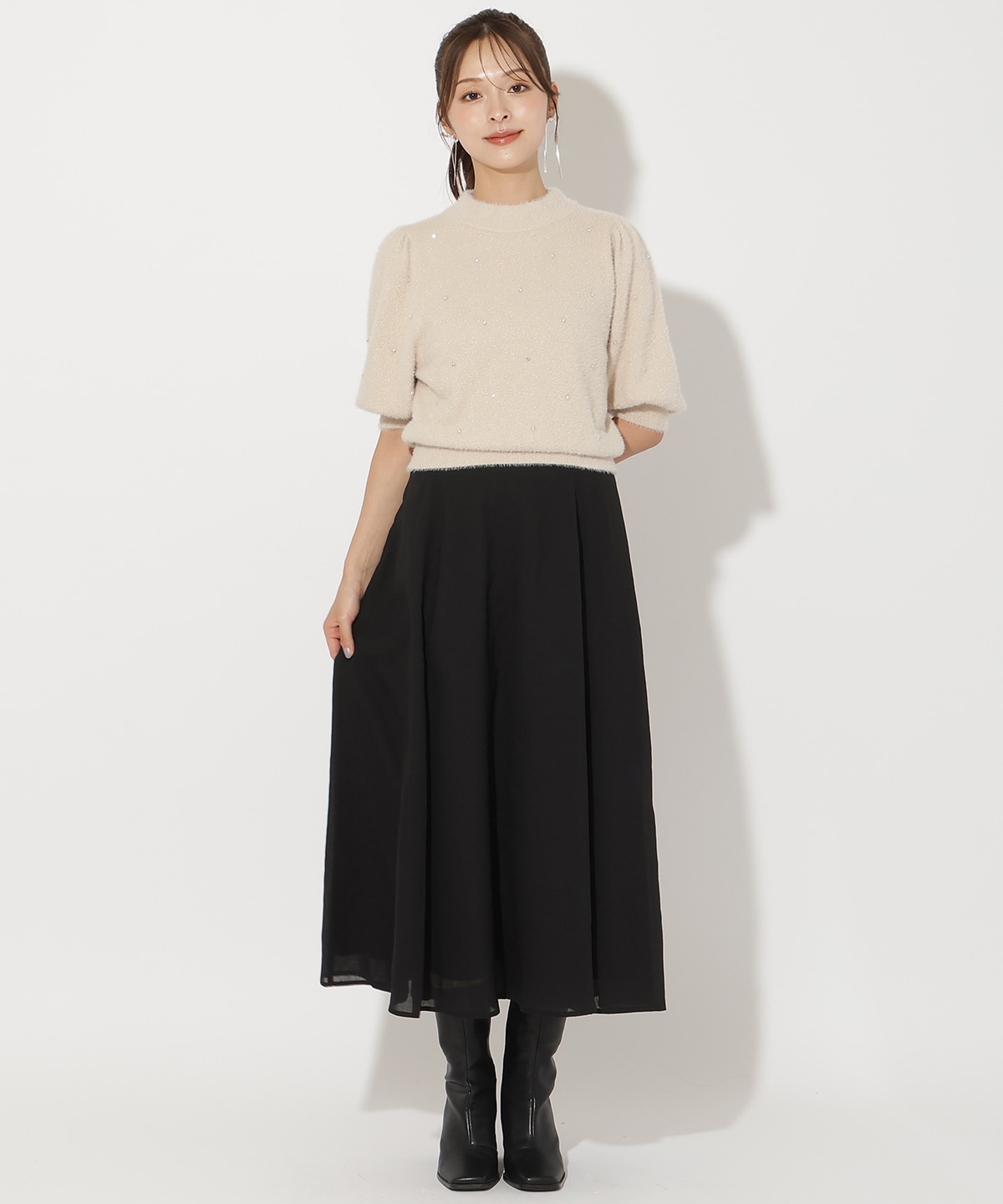 サイドリブシアーフレアスカート