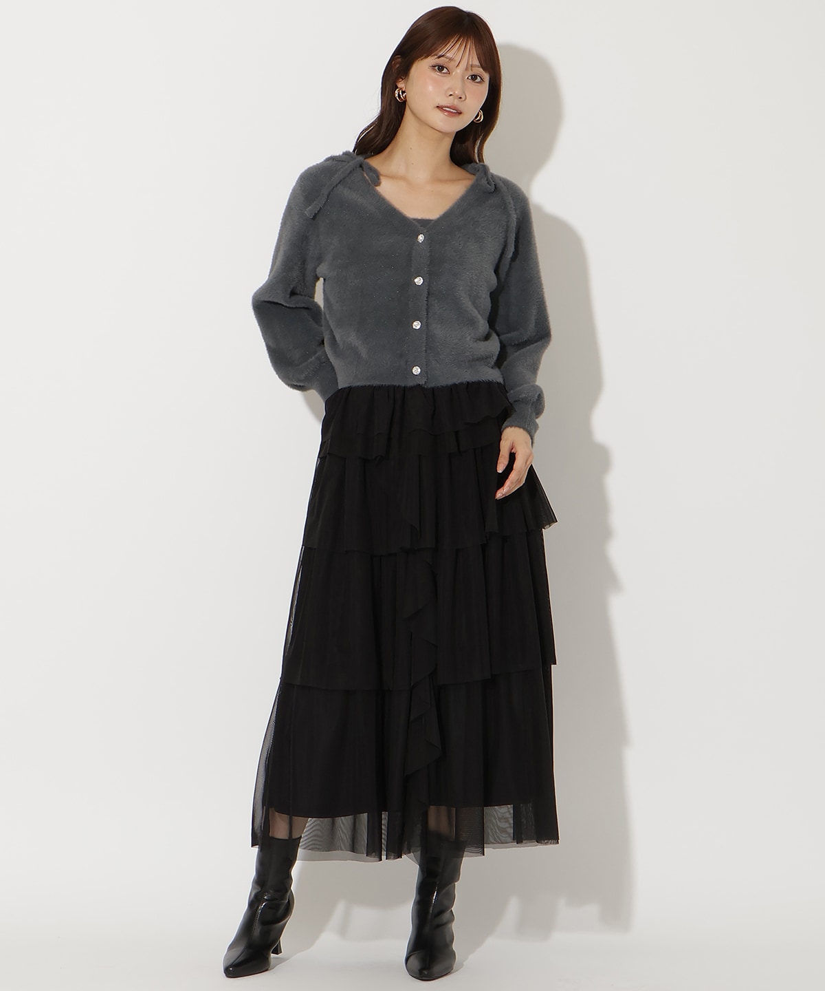 チュールティアードスカート