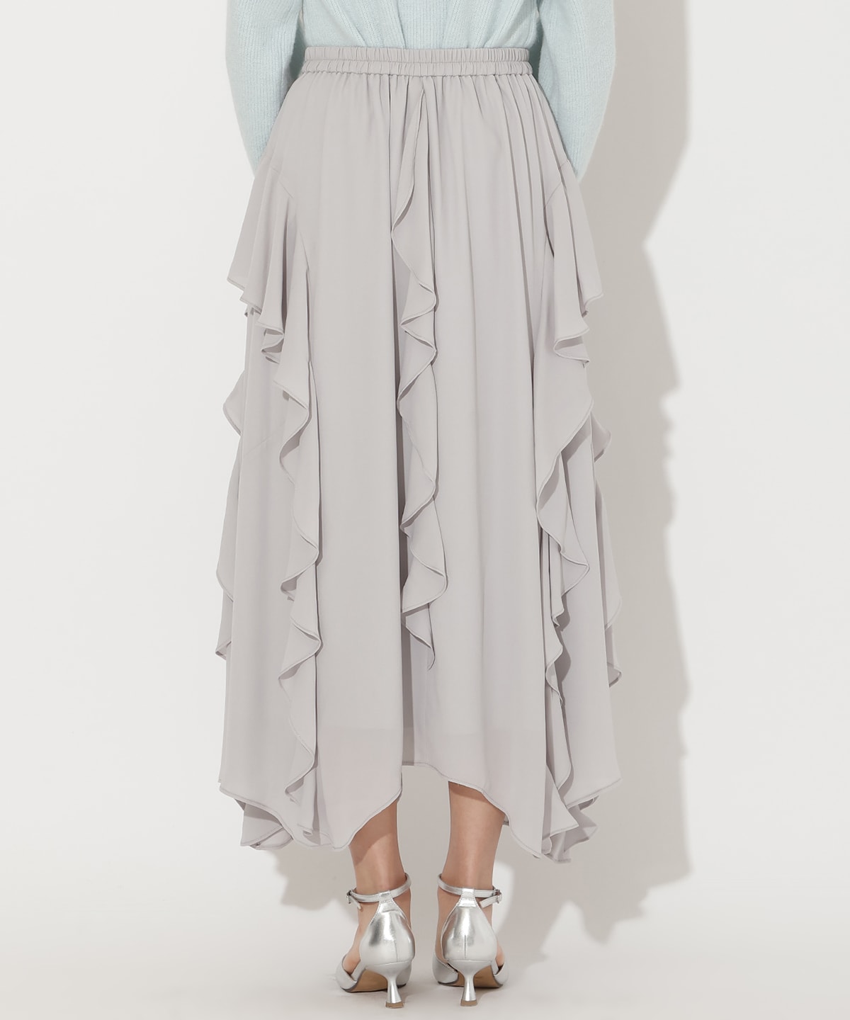 ラッフル切替フレアスカート