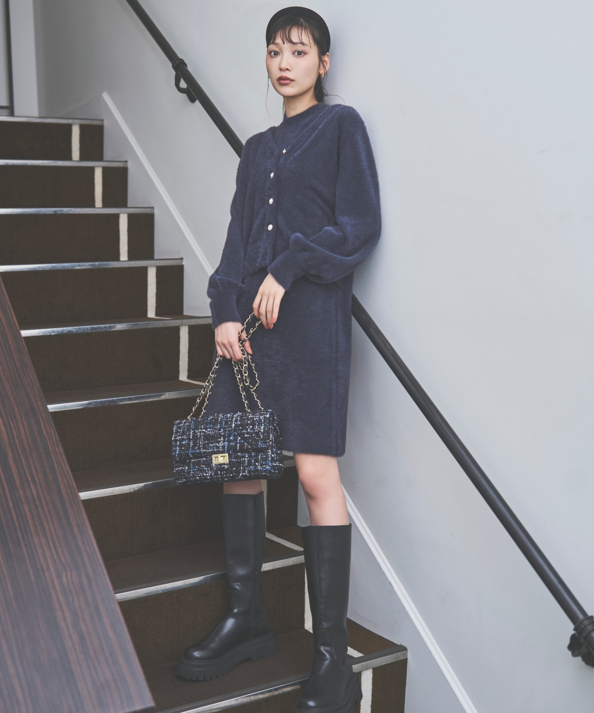 ラメフェザーニットアンサンブル