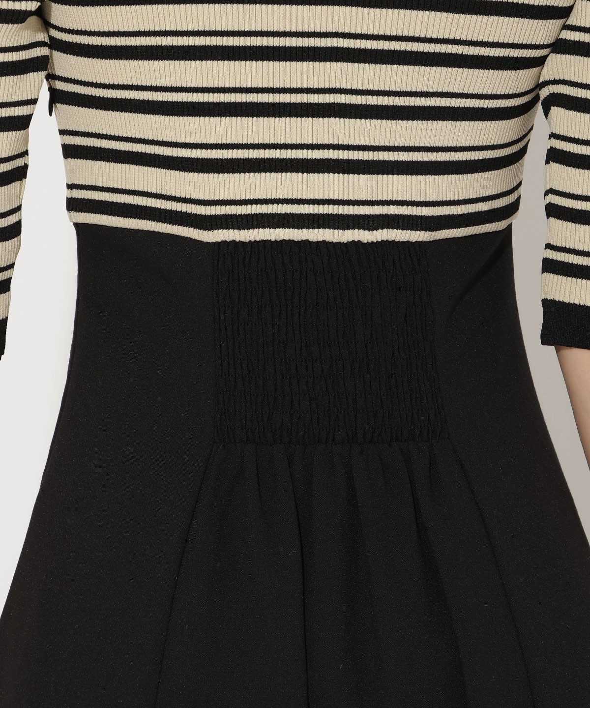 襟付きボーダードッキングワンピース