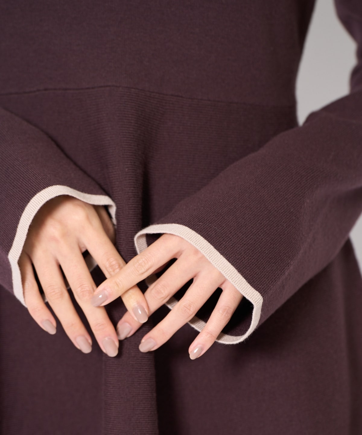 バイカラーポロニットフレアミニワンピース