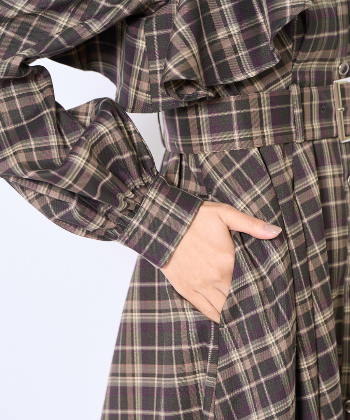 フリルケープシャツワンピース