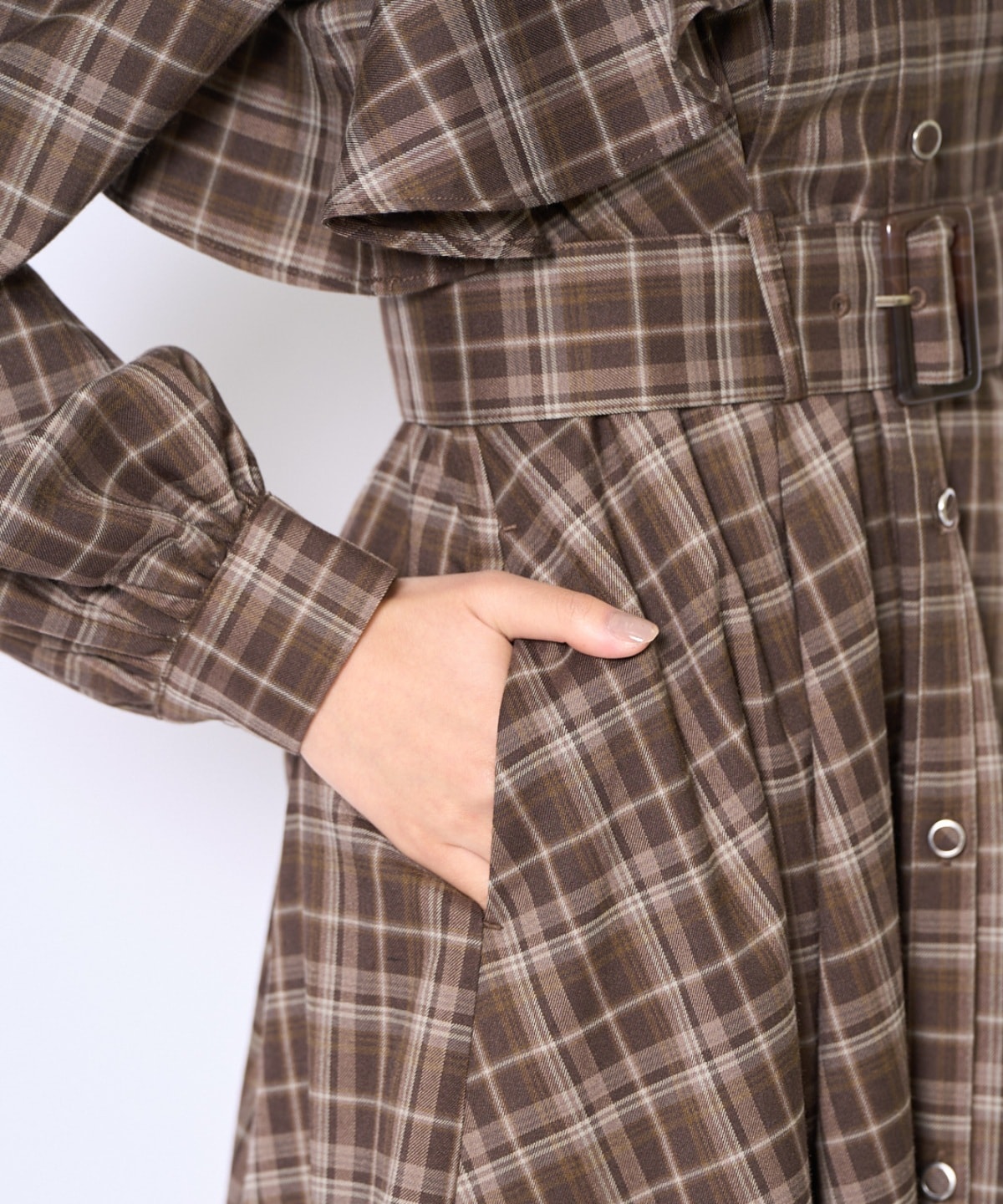 フリルケープシャツワンピース