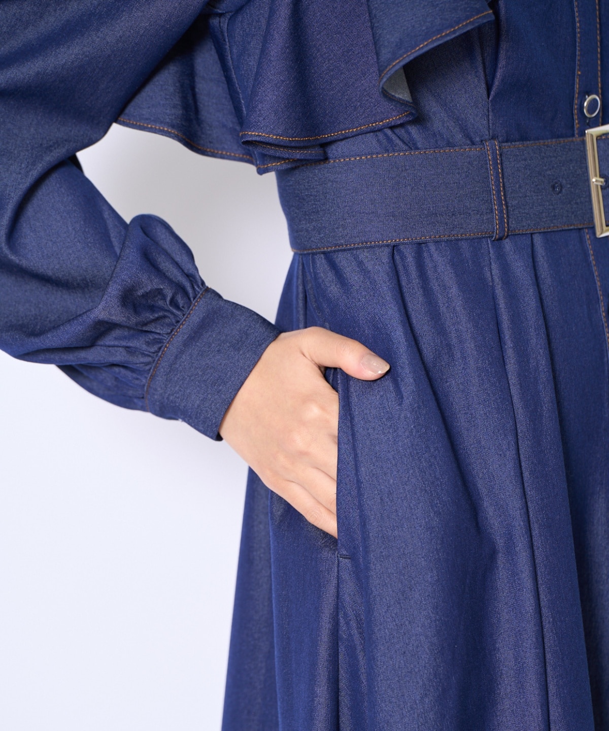 フリルケープシャツワンピース