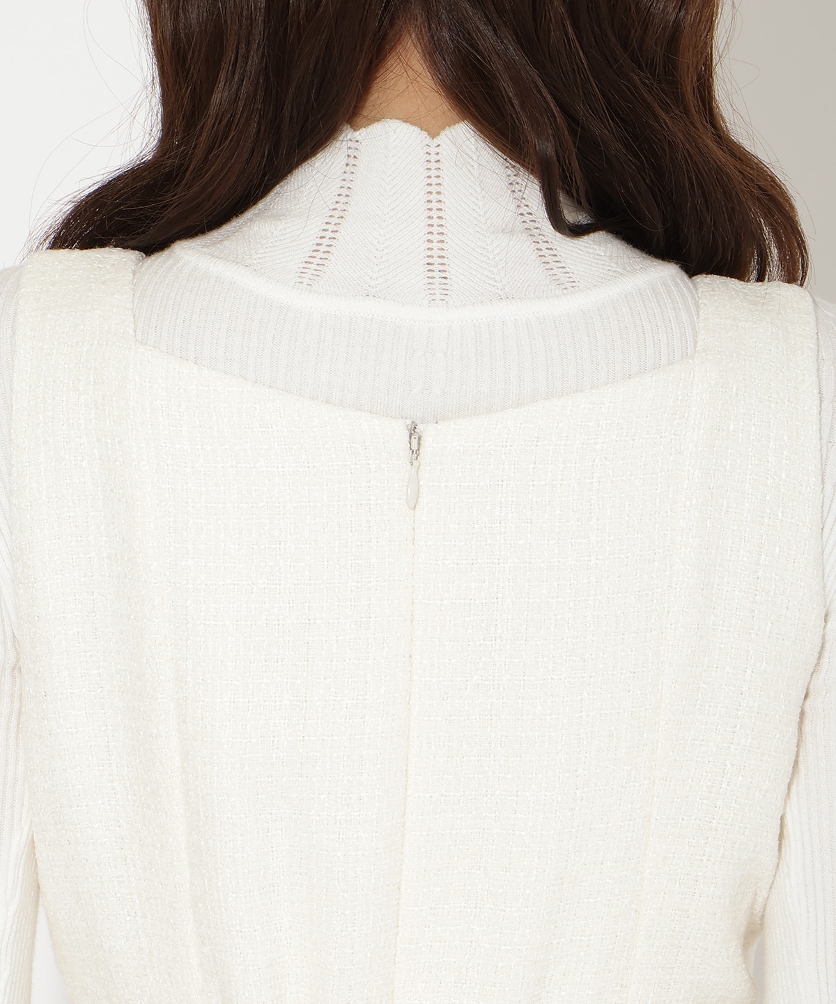 ツイード×チュールドッキングワンピース