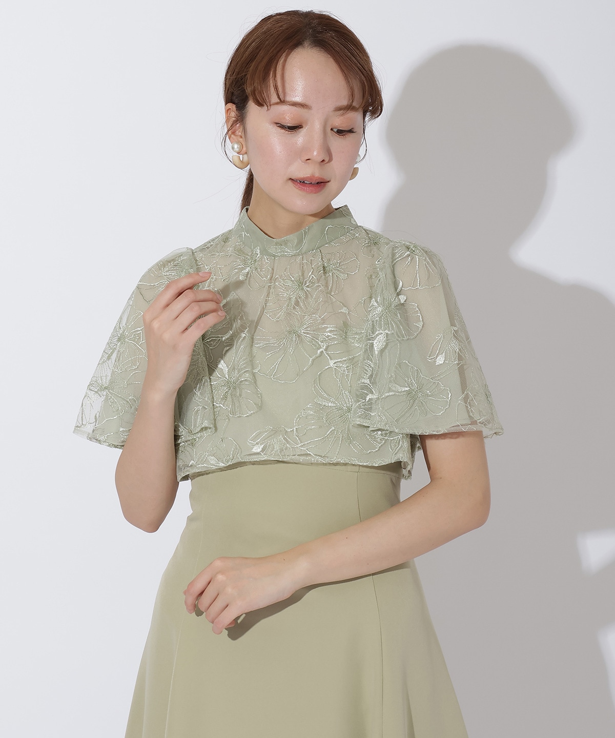 ラメフラワーチュールレイヤードドレス