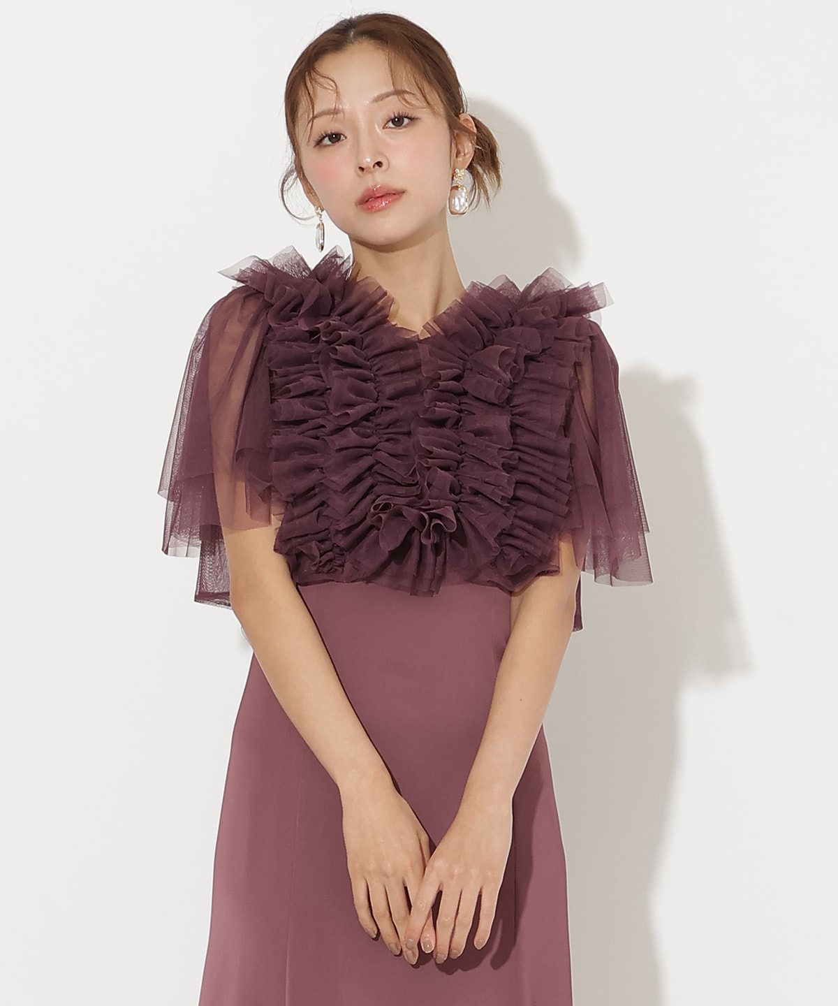 チュールフリルレイヤードドレス