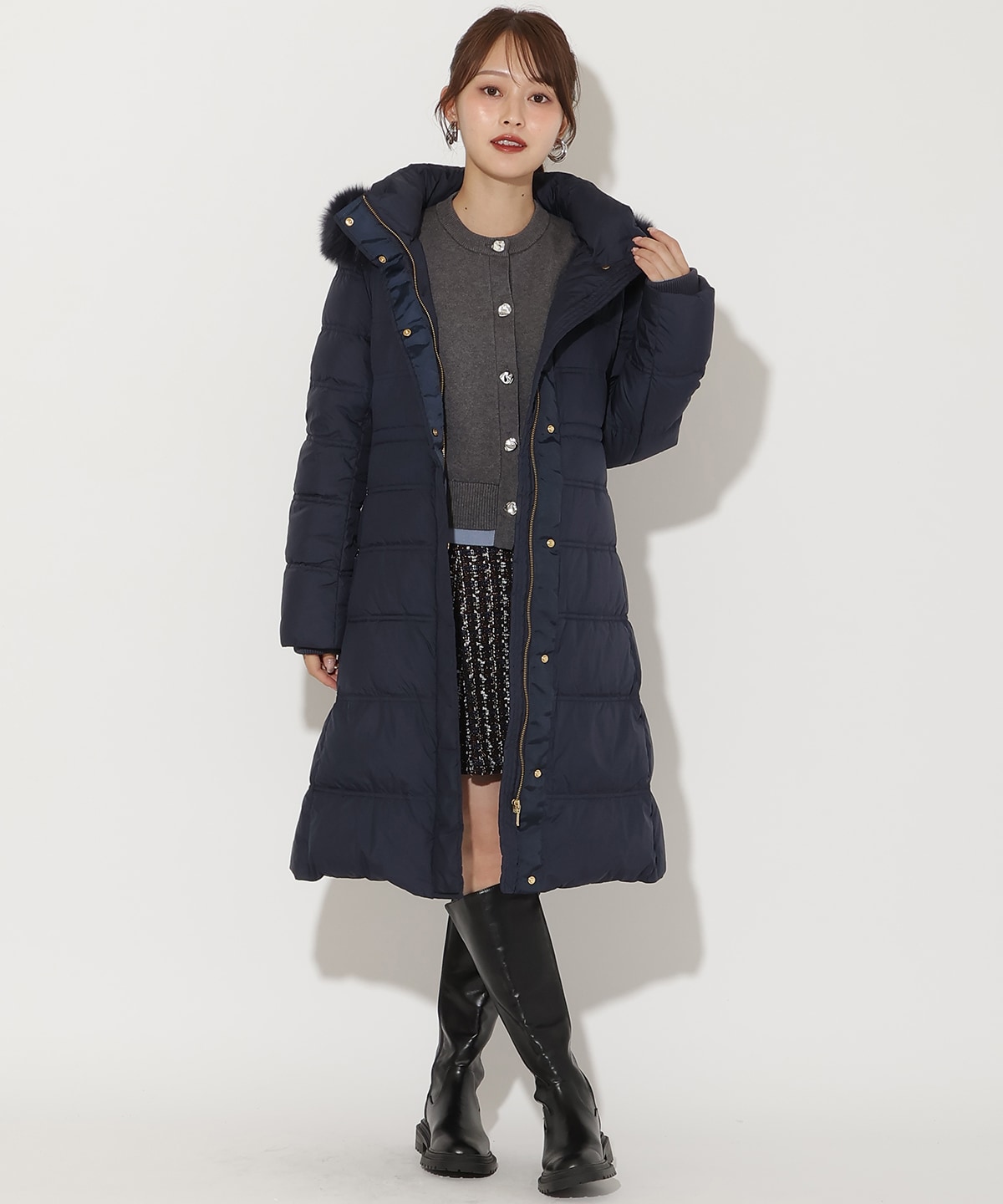 FOXファー付きミドルロングダウン