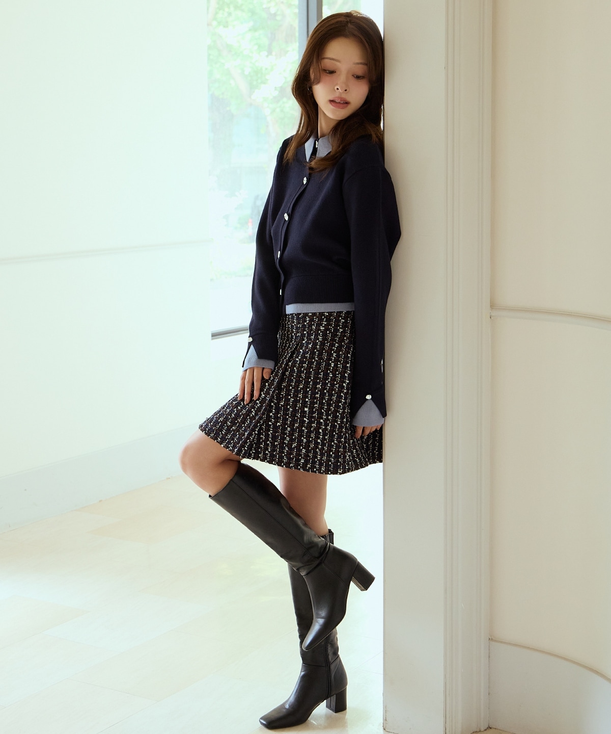 レイヤードライクニットカーデ