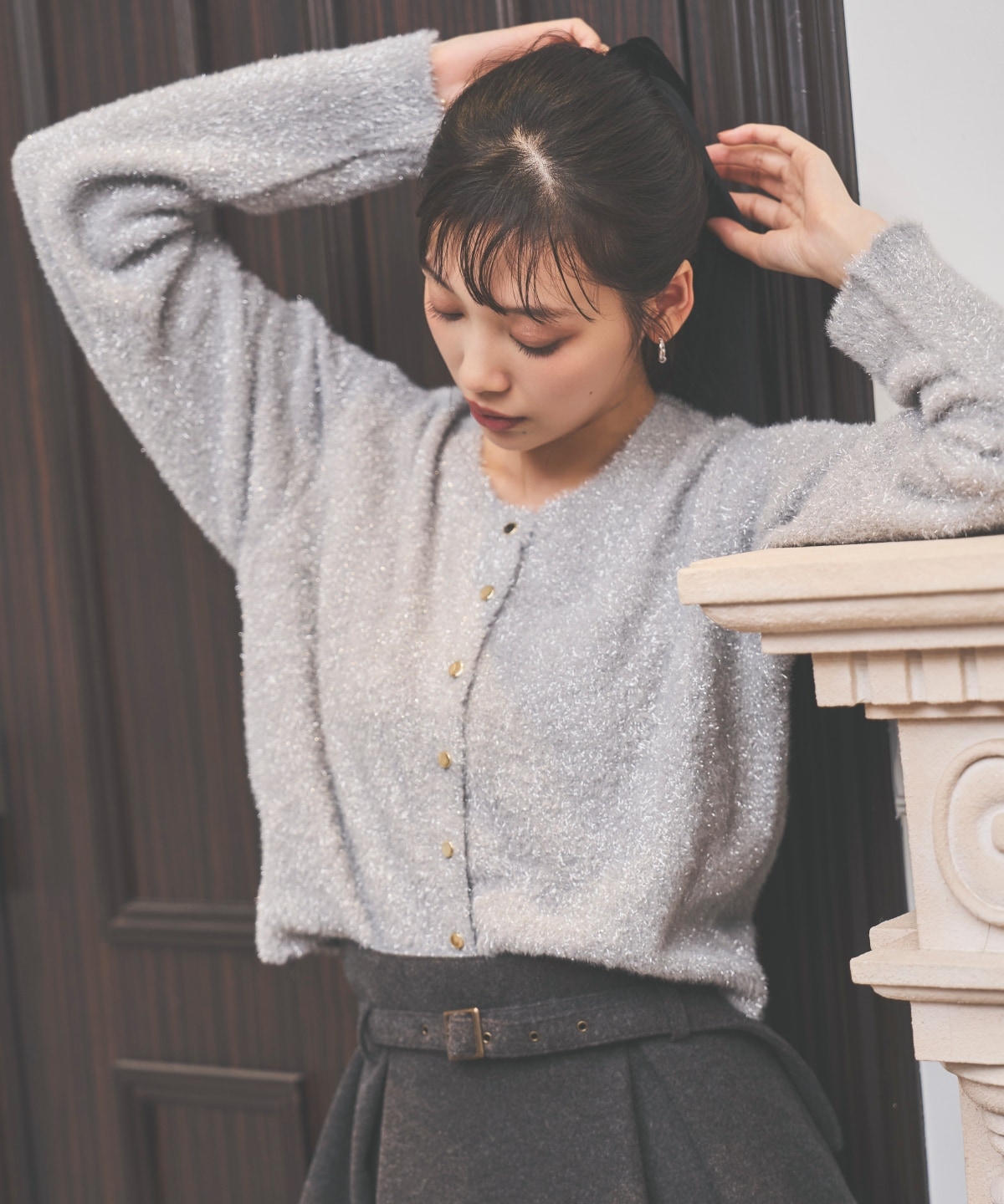 ラメシャギーニットカーディガン