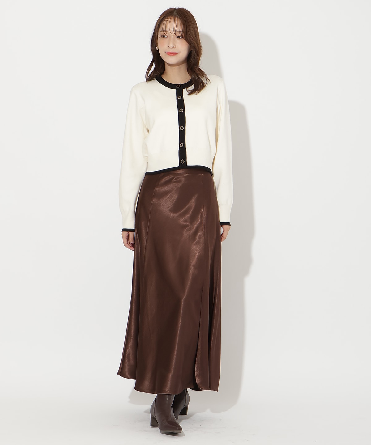 配色カーディガン