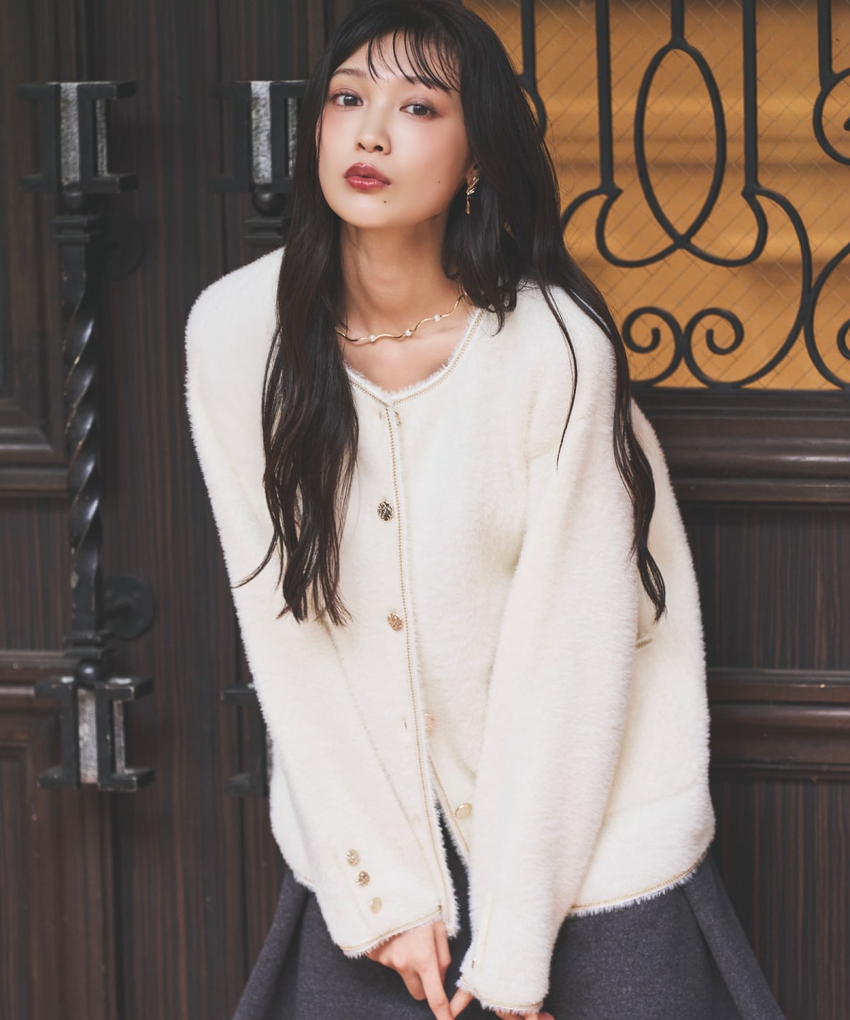 ダブルフェイスフェザーカーディガン