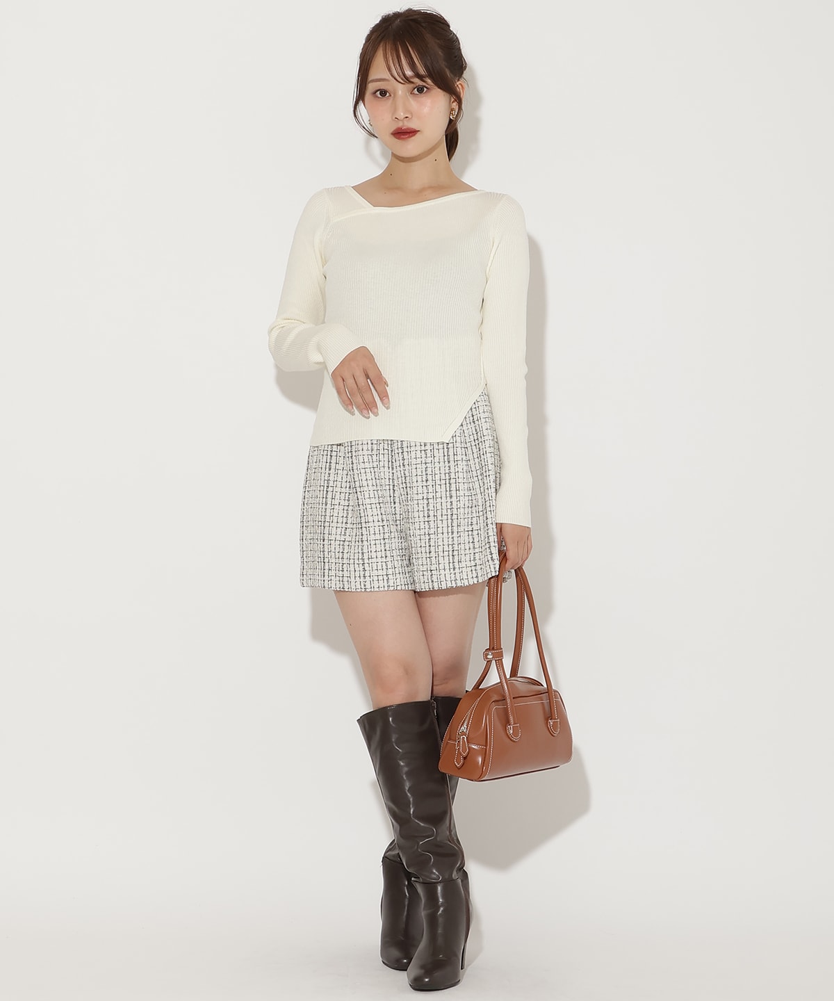 アシメＶネック長袖プルオーバー