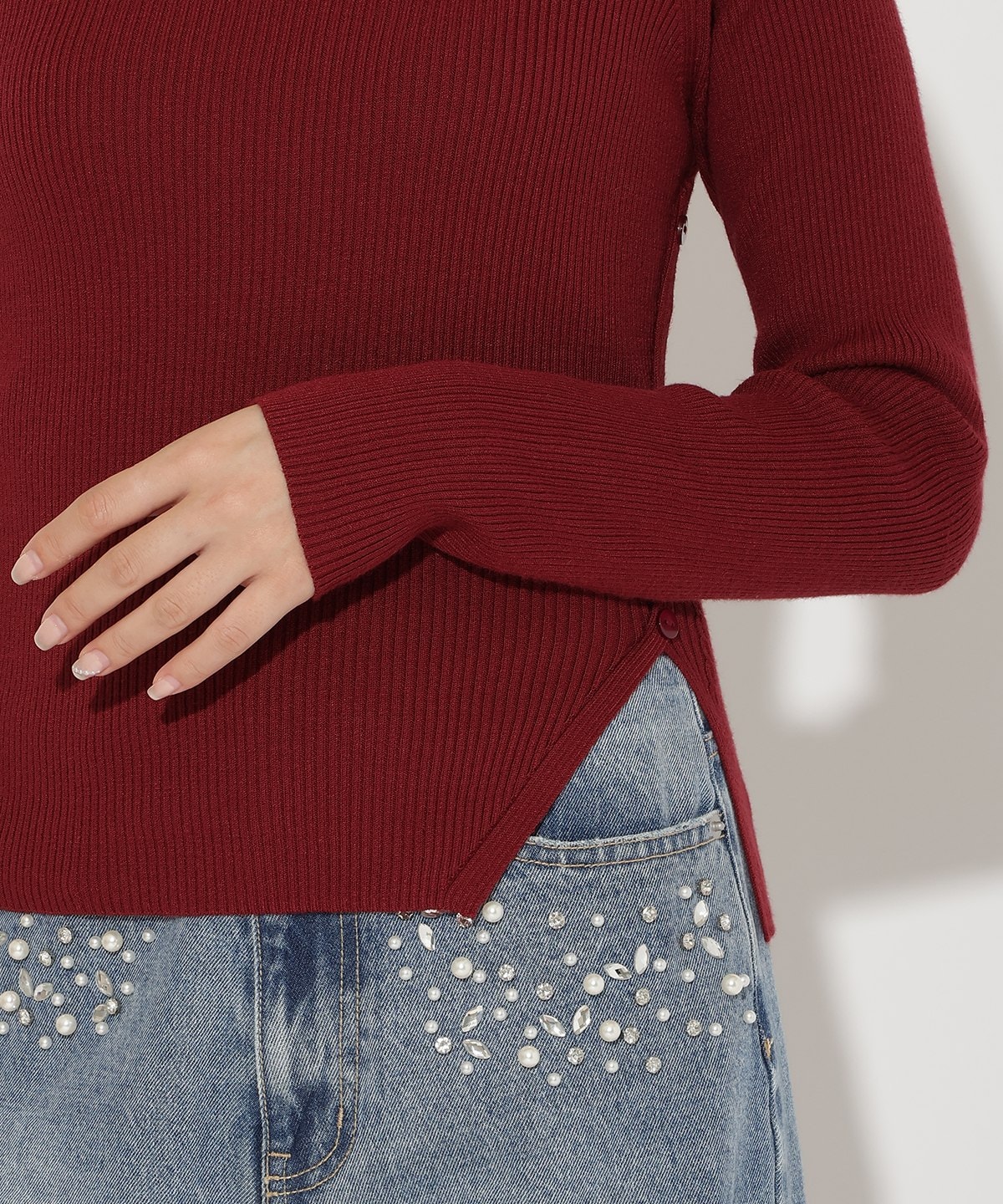 アシメＶネック長袖プルオーバー