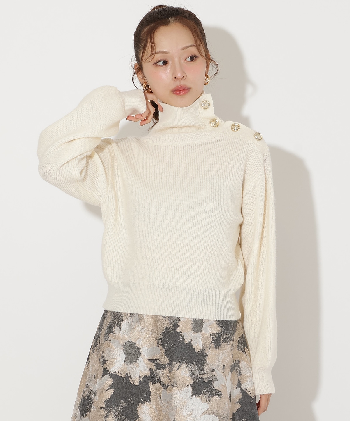 ショルダーボタンマルチウェイニットプルオーバー