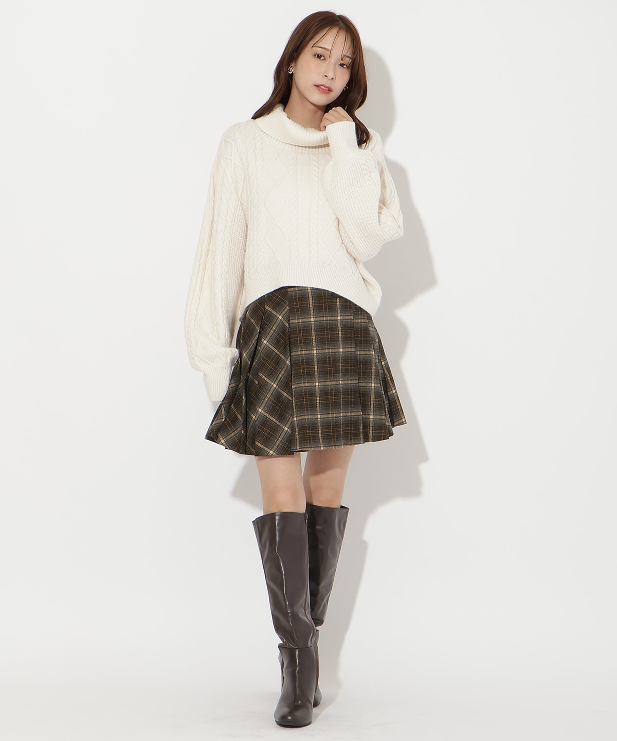 ラメケーブルタートルニットプルオーバー