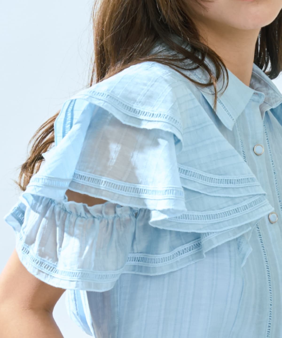 【先行予約受付中】ラッフルスリーブシャツブラウス