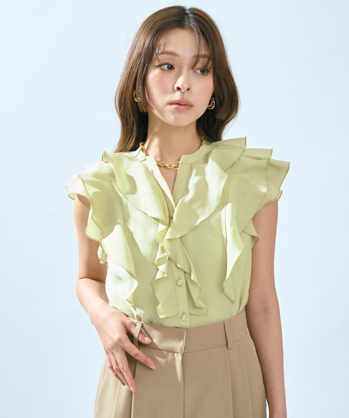 【先行予約受付中】フレンチスリーブラッフルブラウス
