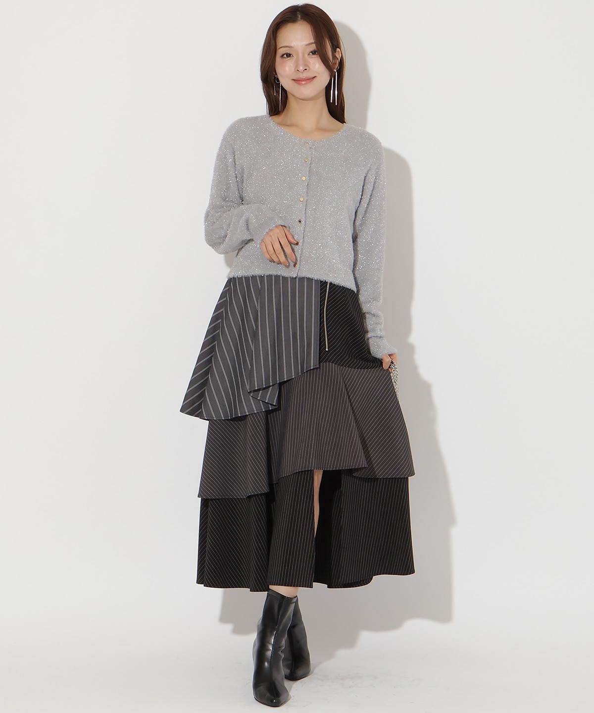 ストライプパッチワークスカート