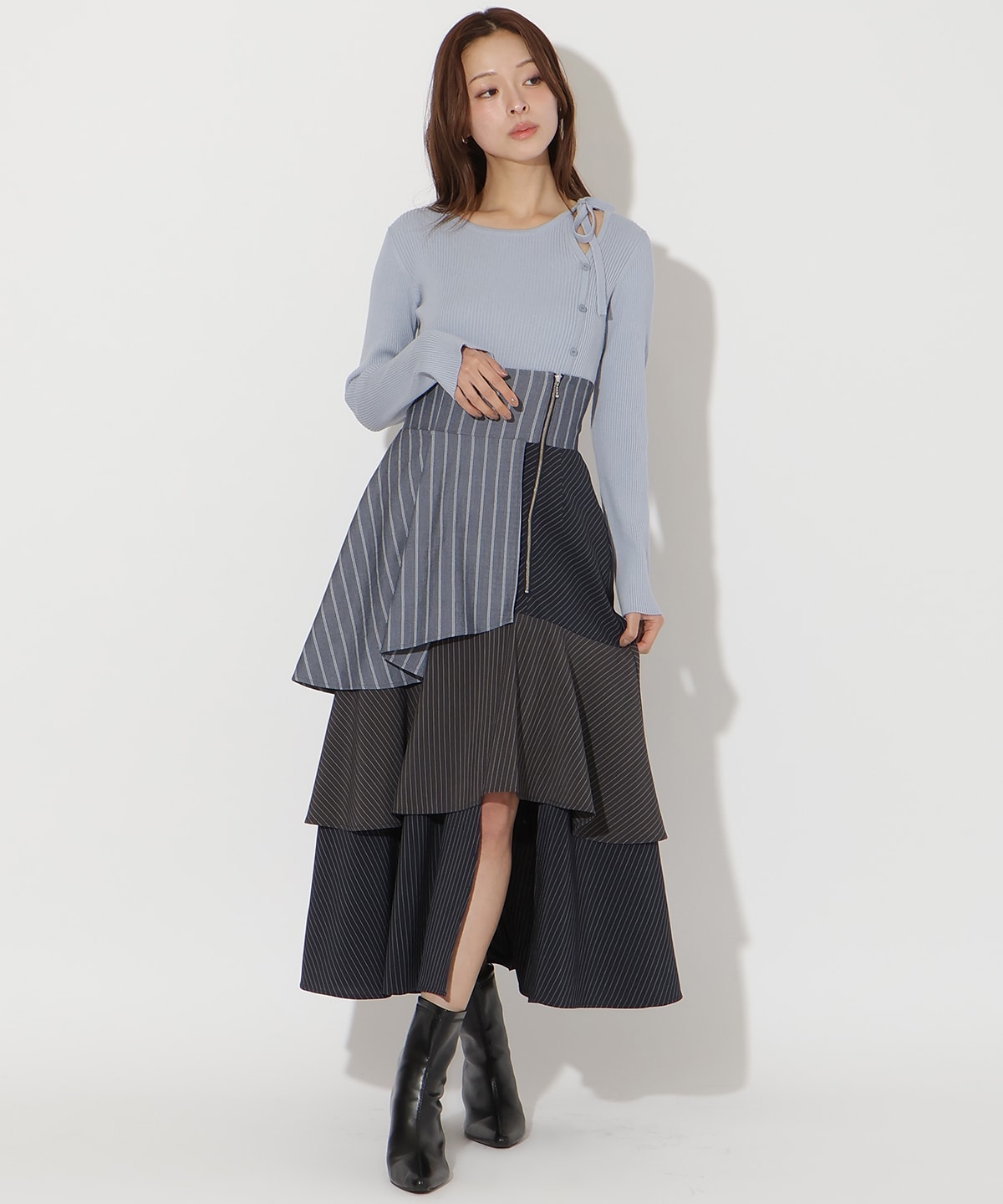 ストライプパッチワークスカート