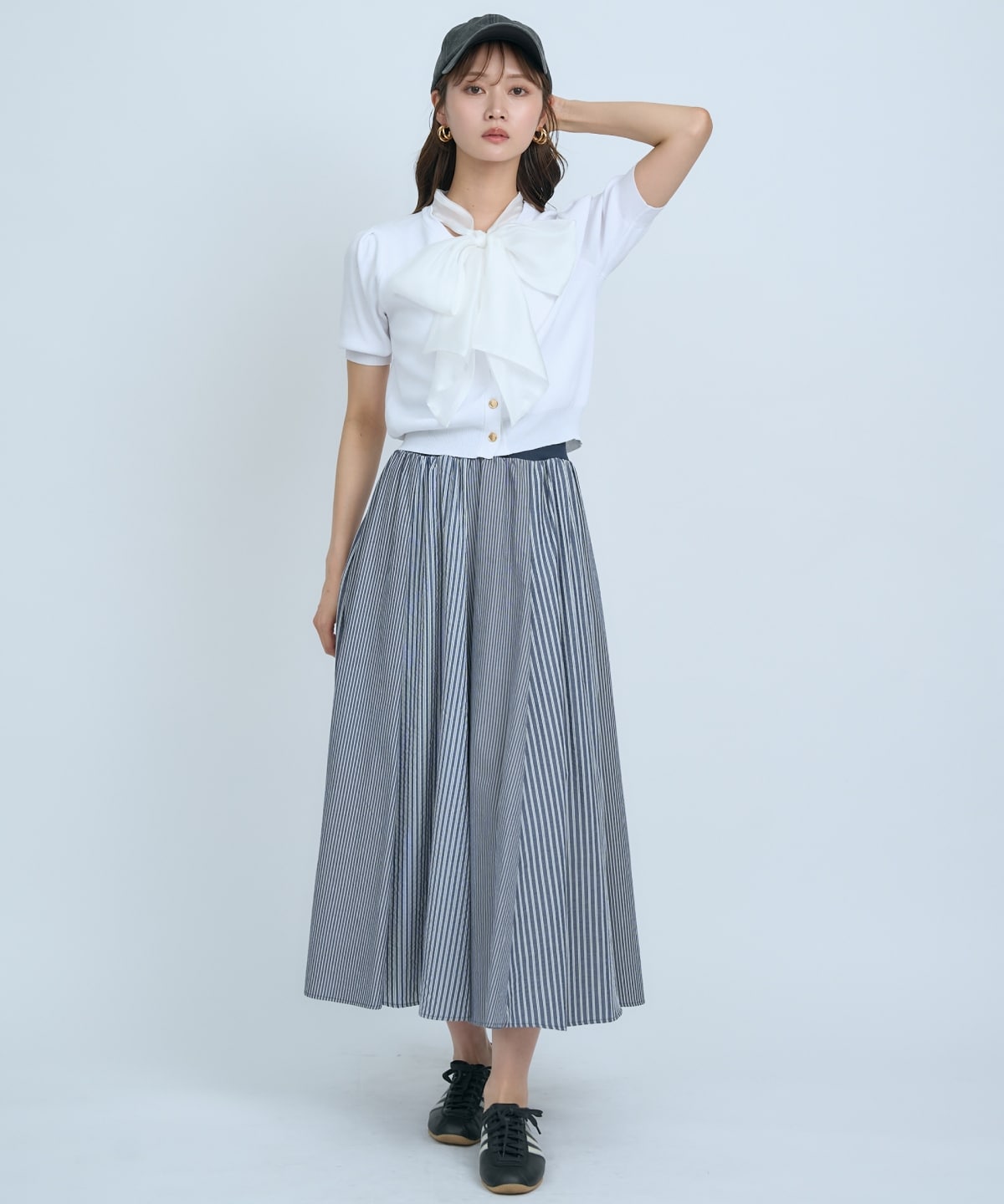 【先行予約受付中】サッカーストライプ柄組み合わせロングスカート