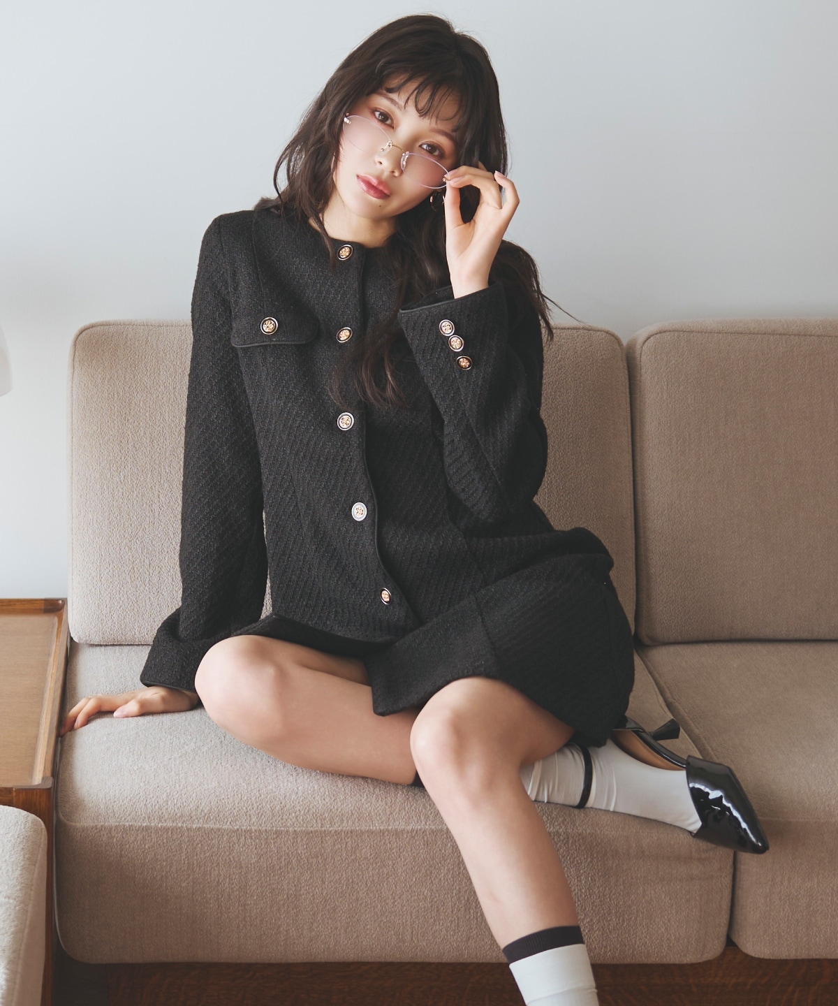 ツイードミニワンピース