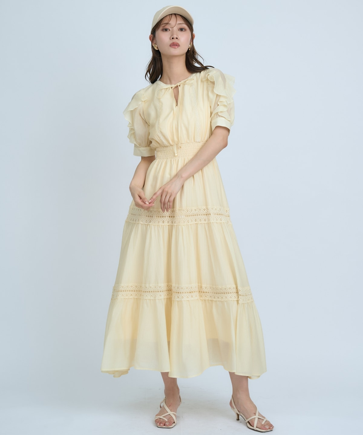 【先行予約受付中】フリルスリーブレースティアードワンピース