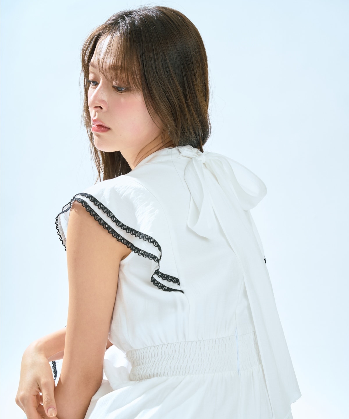 レーストリミングティアードワンピース