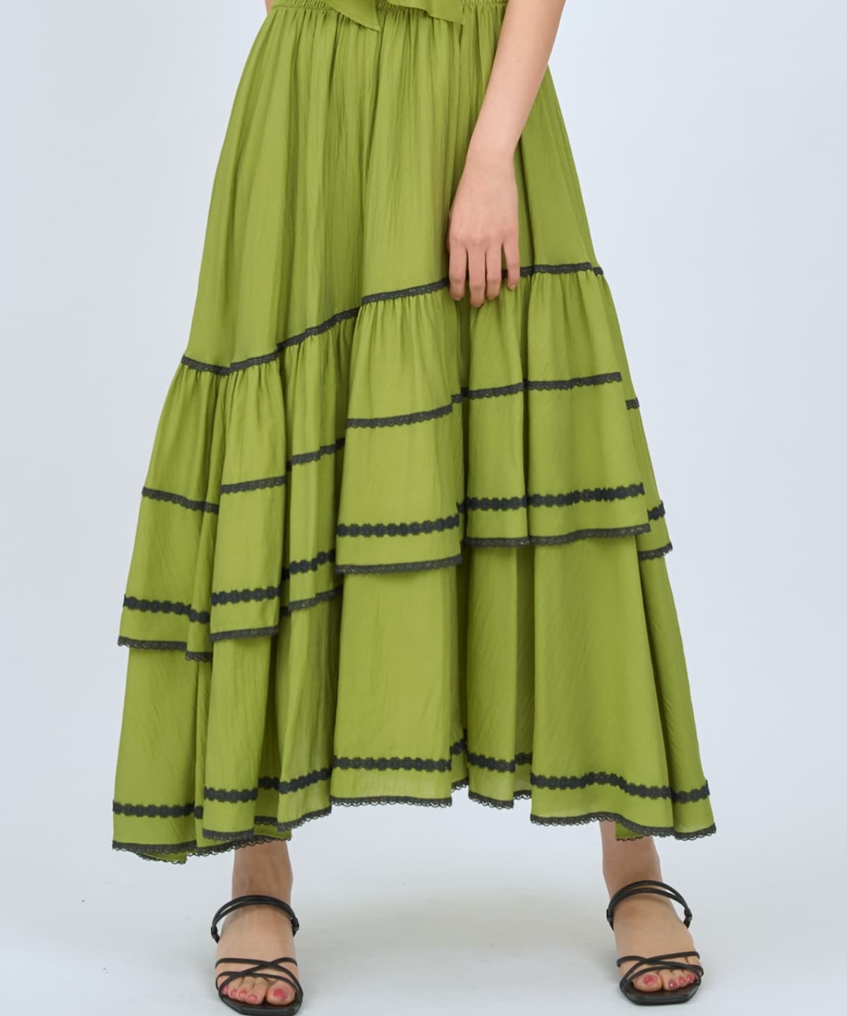 レーストリミングティアードワンピース