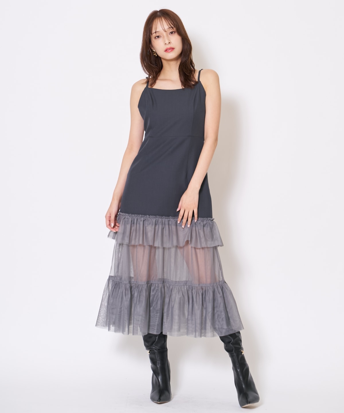 【先行予約受付中】ジャケット×シアーティアードワンピース