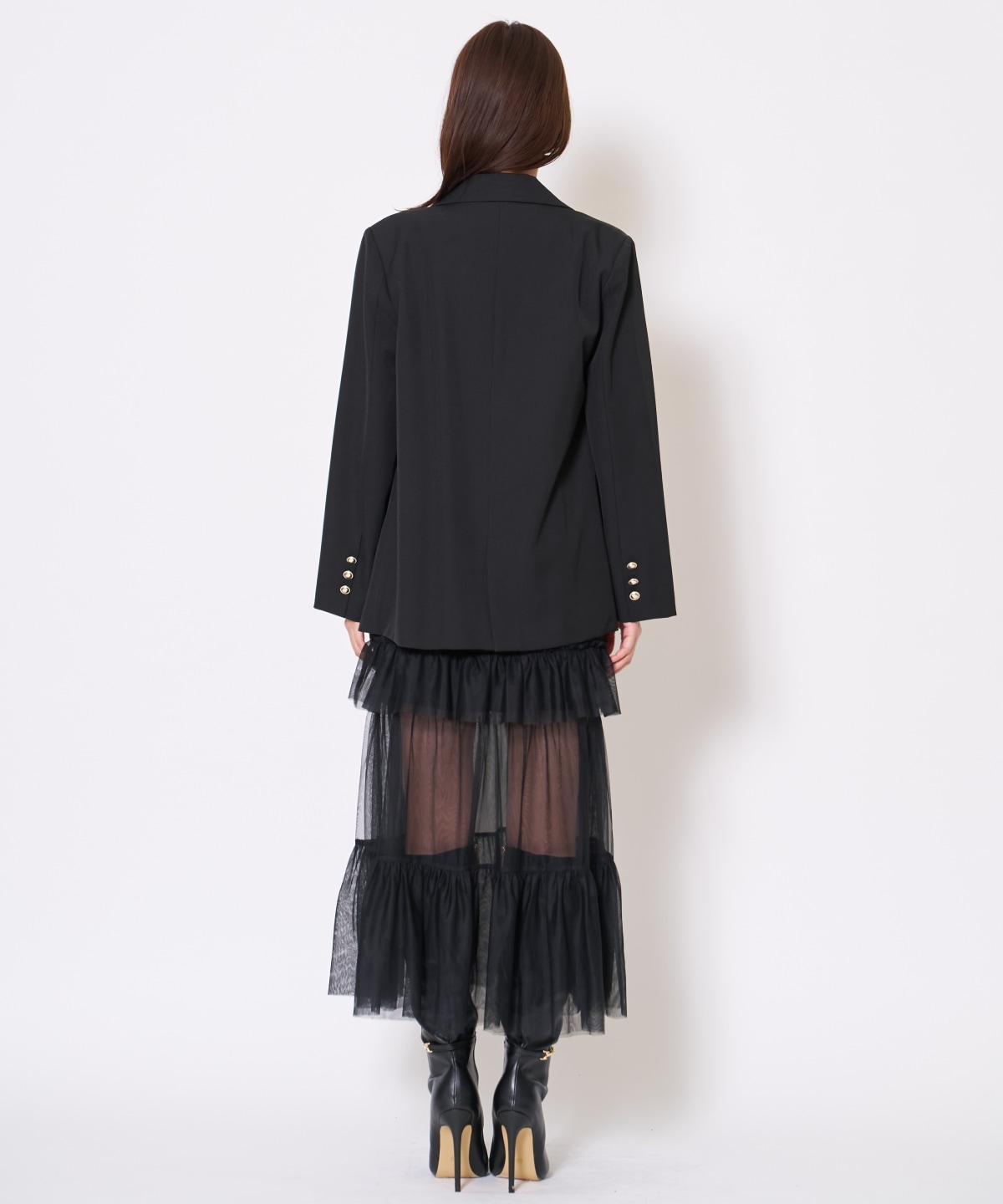 【先行予約受付中】ジャケット×シアーティアードワンピース