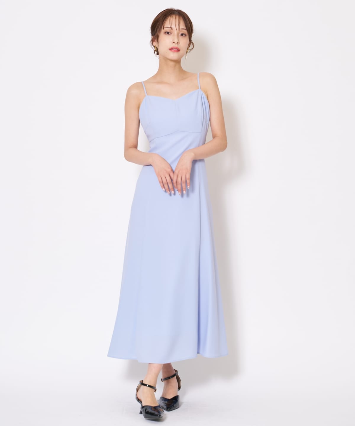 サテントリミングブラウス×ドレス