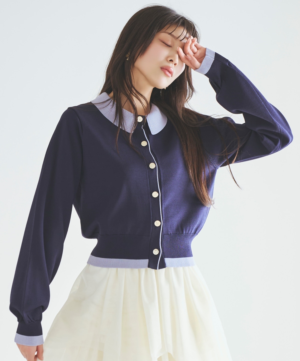 【先行予約受付中】配色レイヤードライクニットカーディガン