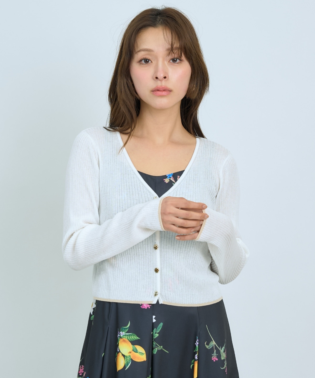 【5/14(木)一部店舗先行発売】シアーリブクロップドニットカーディガン