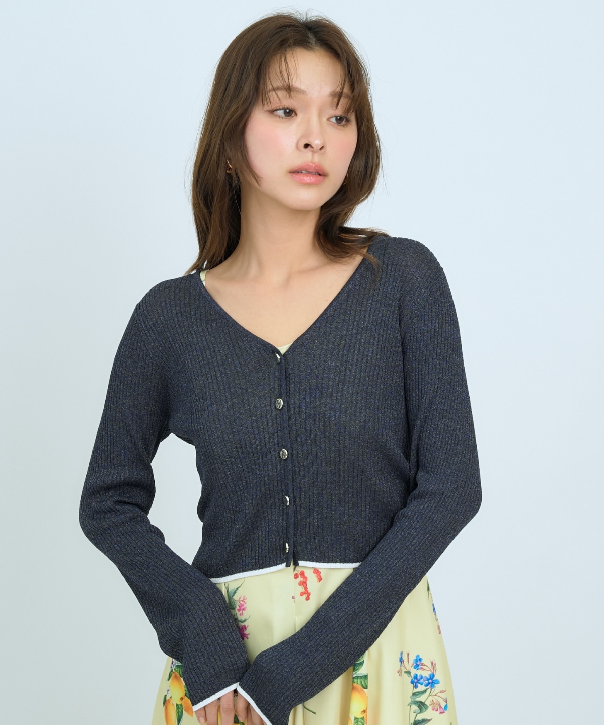 【5/14(木)一部店舗先行発売】シアーリブクロップドニットカーディガン