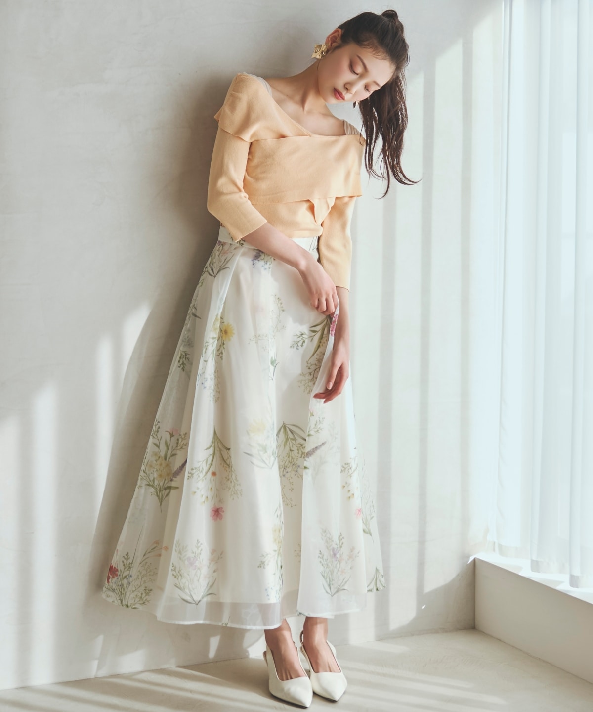 【先行予約受付中】7分袖クロスネックニットプルオーバー