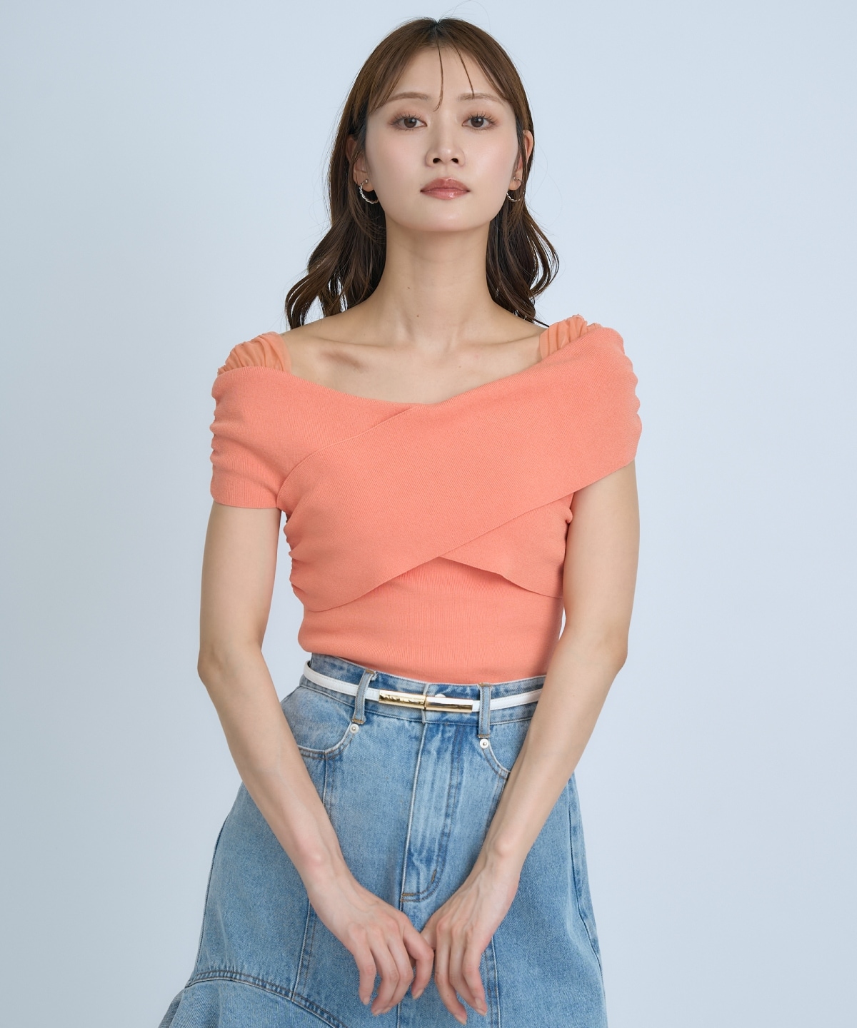 【先行予約受付中】クロスネックオフショルニットプルオーバー