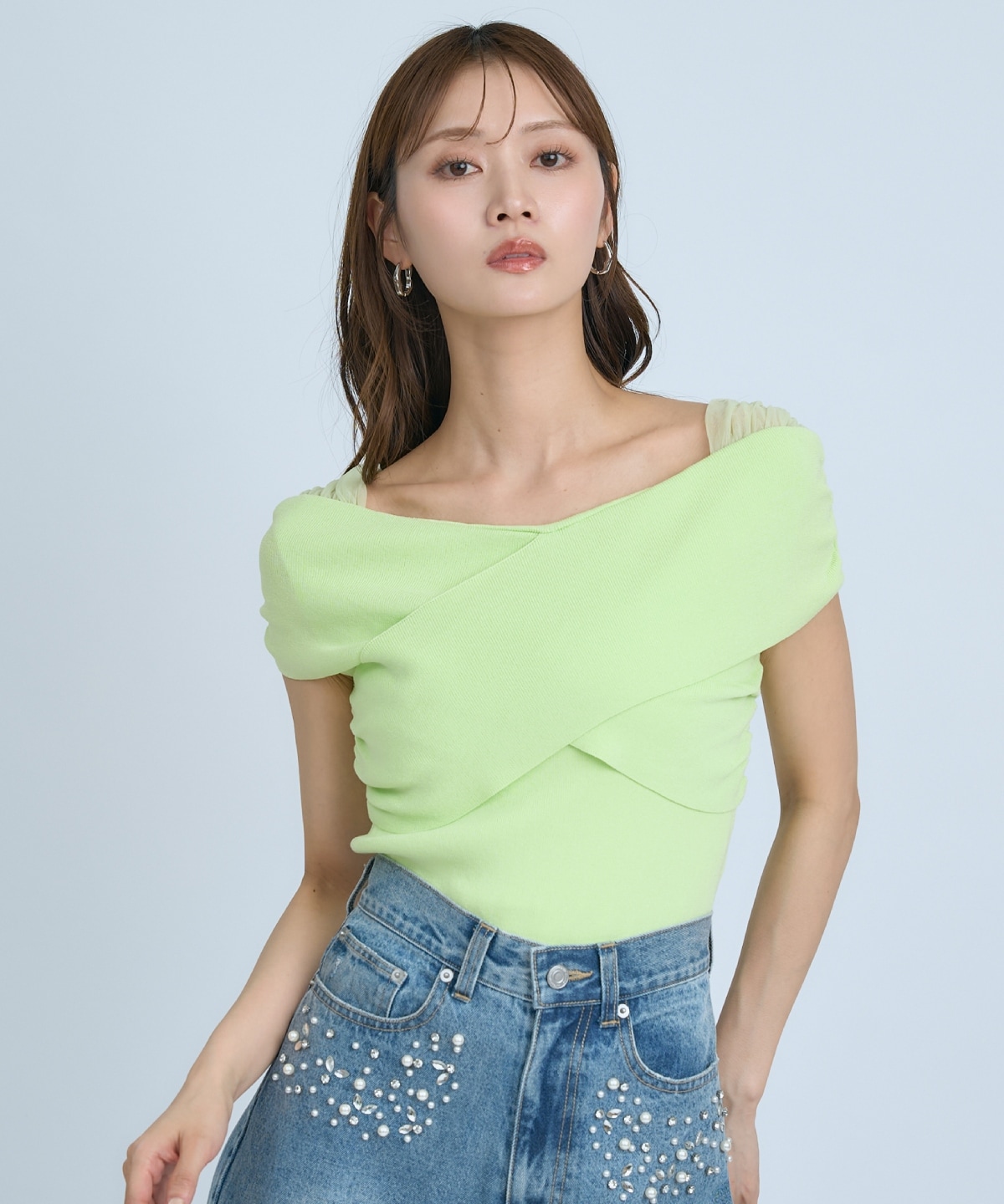 【先行予約受付中】クロスネックオフショルニットプルオーバー