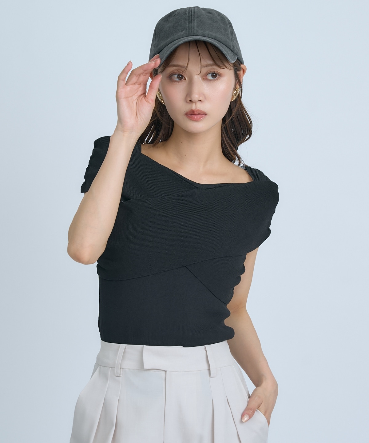 【先行予約受付中】クロスネックオフショルニットプルオーバー