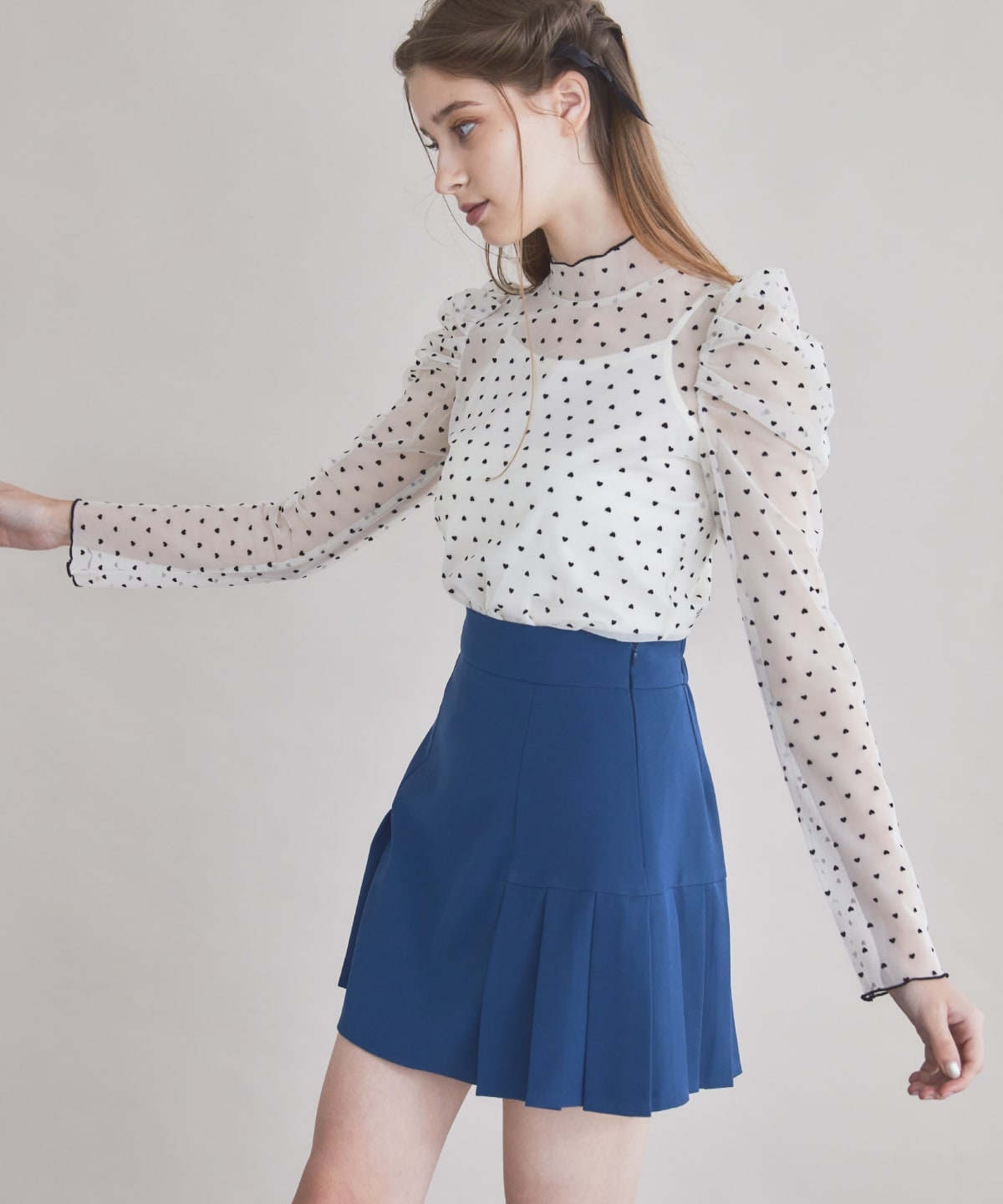 【セットアップ可能】サイドプリーツミニスカート