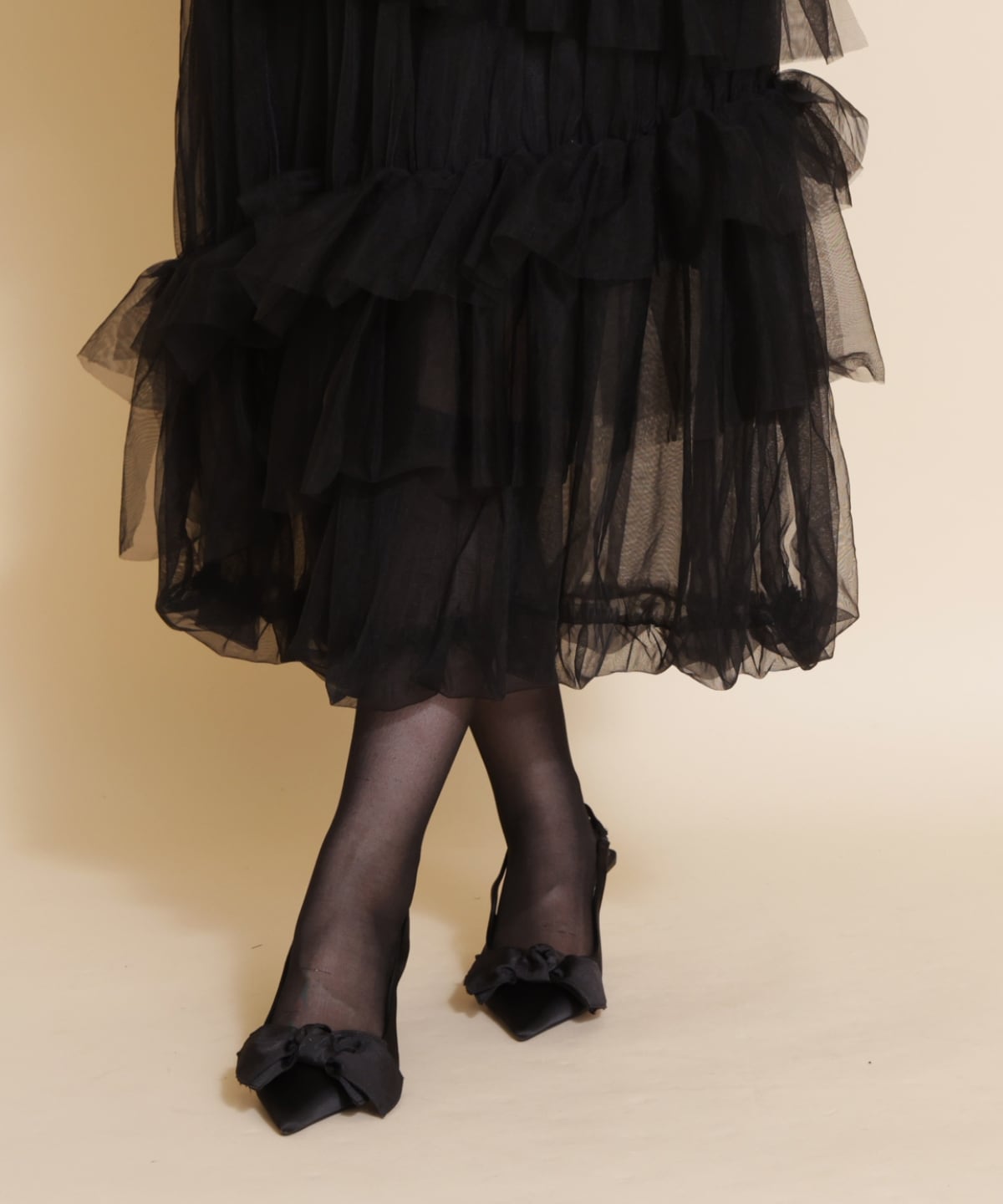 チュールフリルティアードスカート