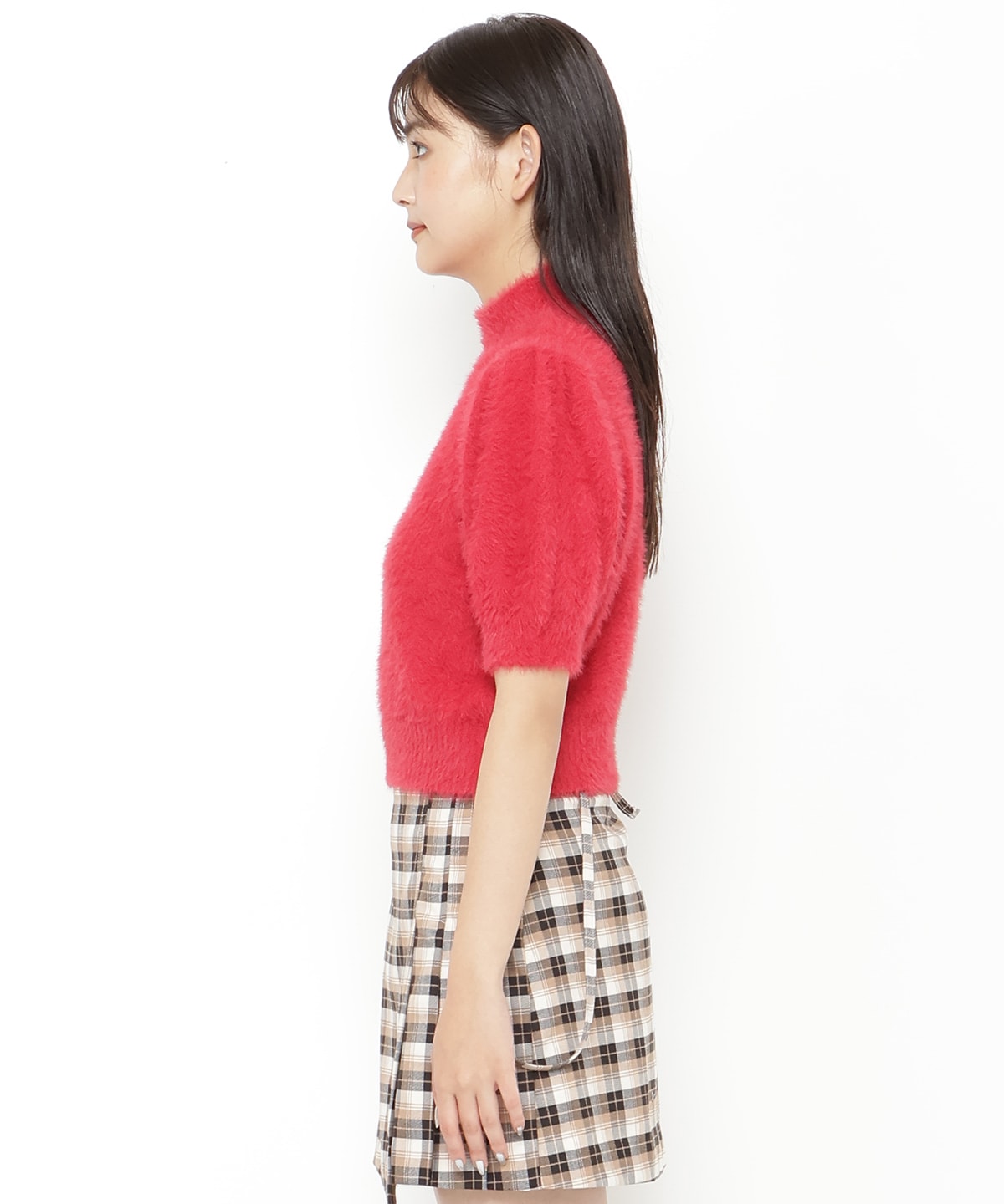 フェザーライク半袖ニットプルオーバー