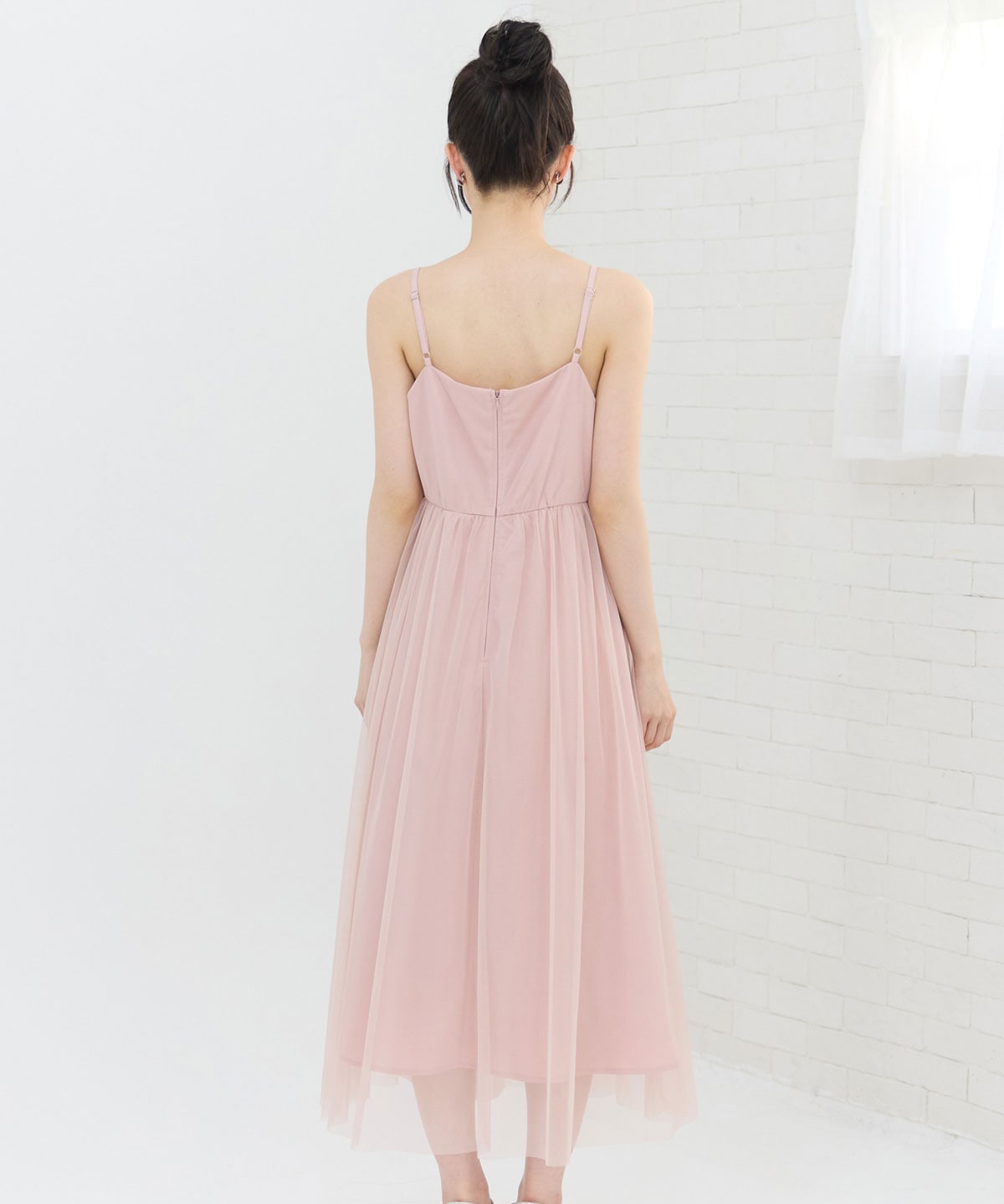 チュールフリルブラウス×キャミワンピースドレス