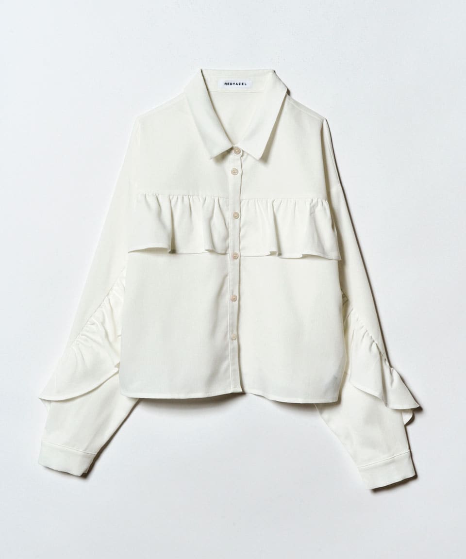 フリルラインストライプブラウス