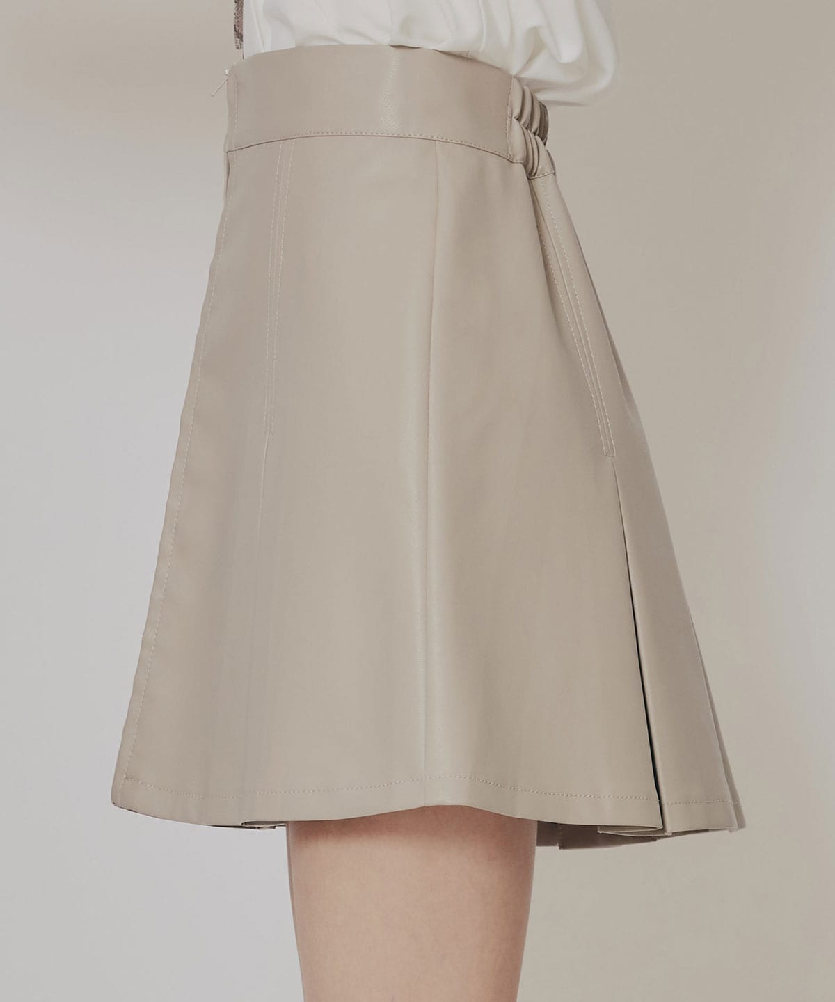 【セットアップ可能】フェイクレザーBOXプリーツミニスカート