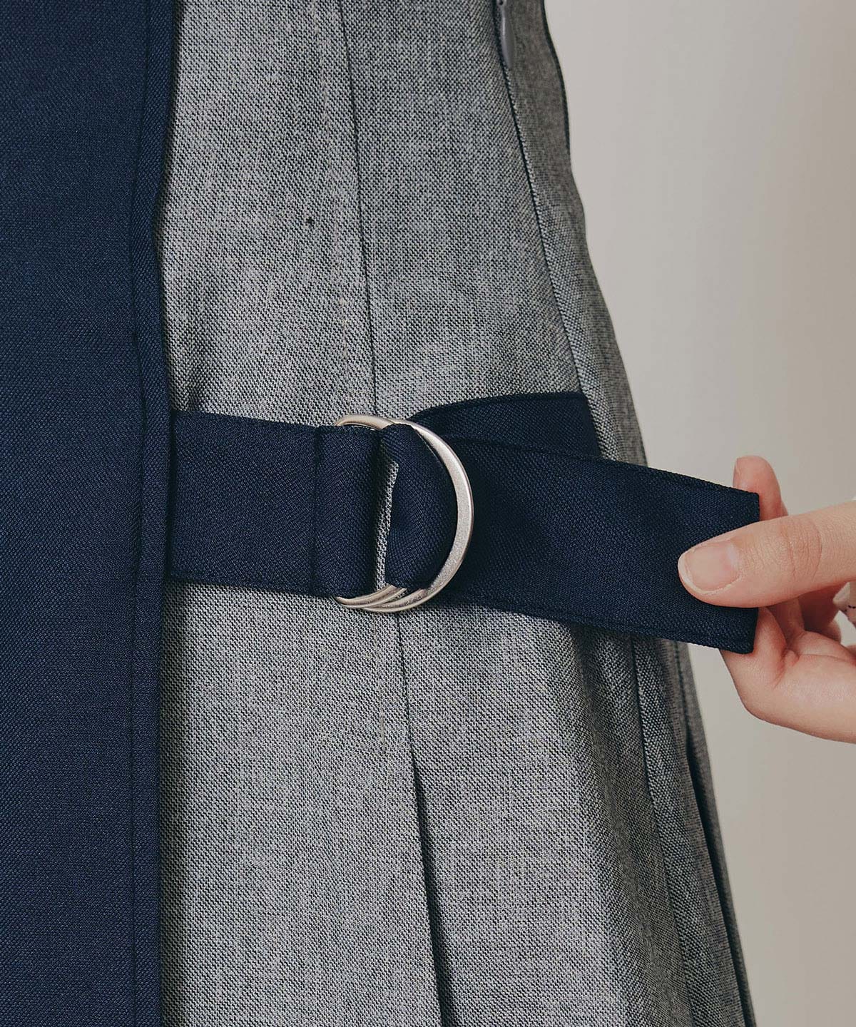 バイカラーアシメプリーツミニスカート