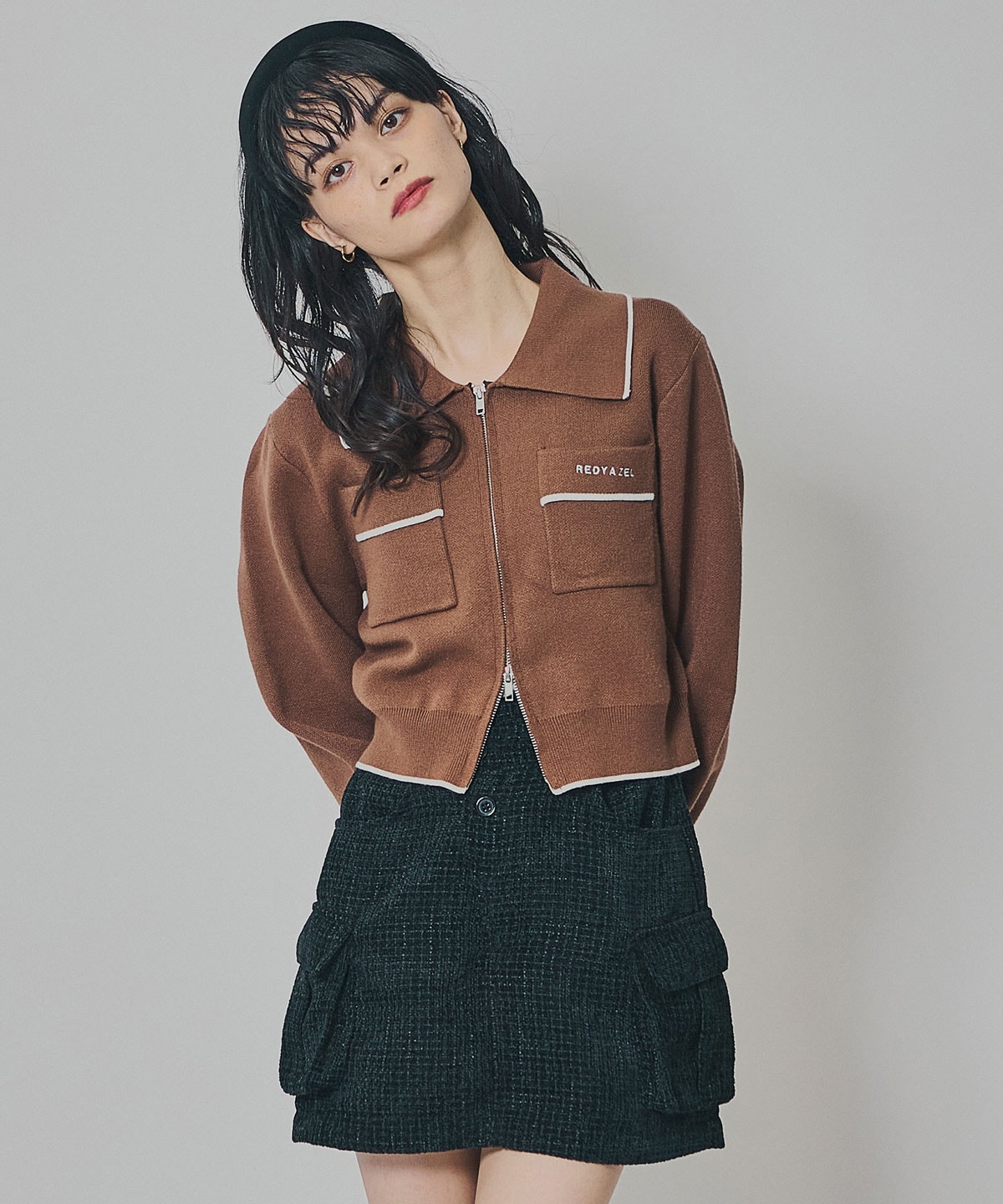 モールツイードカーゴミニスカート